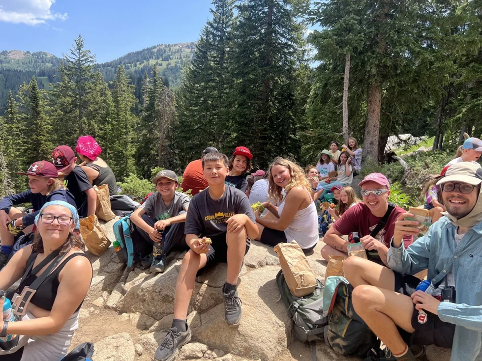 Group of attendees having lunch at Camp Tuttle